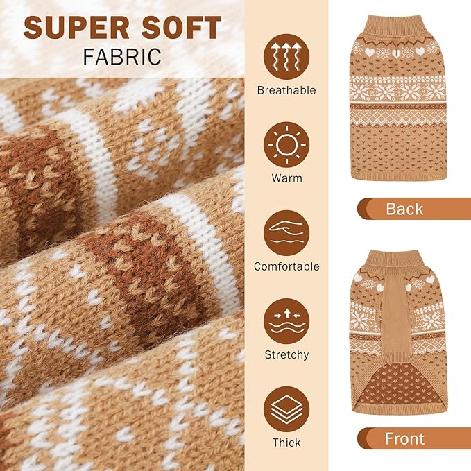 SCENEREAL Dog Sweaters for Small Medium Dogs - Soft, Warm Turtleneck Small Dog Sweater, Ugly Knit Dog Christmas Outfits for Dachshund, Chihuahua, Pug, Yorkie,Winter Pet Clothes Male Female