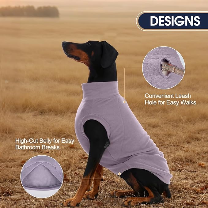 IECOii 2 Pack Dog Fleece Sweaters Vest Boy Girl - Warm & Stretchy & Soft Dogs Fleece Sweaters for Walking, Hiking, Running, Camping, Hunting in Fall & Winter (Size XL,Dark Purple & Light Purple)