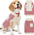 Small Dog Sweater, Knitted Striped Pullover Dog Clothes for Cold Weather, Thick Warm Cozy Stretchy Sweater for Chihuahua, Bulldog, Dachshund, Pug(Red & White Strip, XXL)