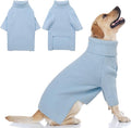 Queenmore Turtleneck Dog Sweater, Plaid Doggie Sweaters, Large Dogs Sweater with Check Pattern, Long Sleeve Holiday Pet Sweatershirt, Solid Dog Sweaters for Large Dogs, Blue L