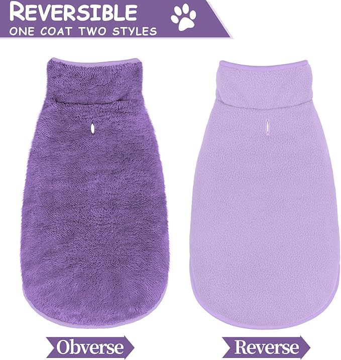Malier Dog Winter Coat, Reversible Fleece Dog Cold Weather Coats, Windproof Warm Snow Puppy Jacket Vest Pet Clothes for Small Medium Large Dogs (Purple, Medium)