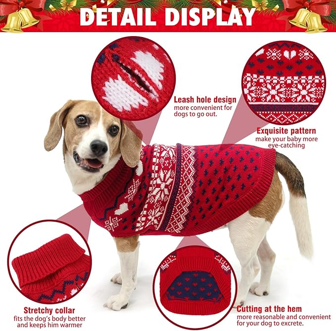 SCENEREAL Dog Sweaters for Small Medium Dogs - Soft, Warm Turtleneck Small Dog Sweater, Ugly Knit Dog Christmas Outfits for Dachshund, Chihuahua, Pug, Yorkie,Winter Pet Clothes Male Female