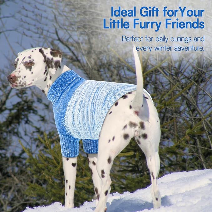 Queenmore Small Dog Sweater, Knitted Pullover Puppy Sweater,Cold Winter Pet Sweaters for Dog Girls Boys, Soft Turtleneck Knit Sweater with Leash Hole,Long Sleeves Christmas DogSweater(Royal Blue,XS)