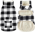 Malier Classic Plaid Fleece Dog Coat with Pocket - Windproof Warm Winter Pet Jacket for Small to Large Dogs (White, Medium)