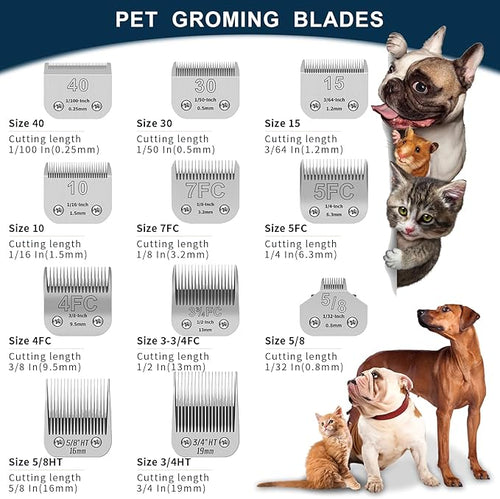3-3/4FC Pet Dog Grooming Detachable Ceramic Blades,Compatible with Andis,Oster A5,Wahl KM10 Clippers,Cut Length 1/2"(13mm)-2 PCS