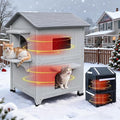 Plastic Outdoor Cat House - Cat House for Outside with Insulated Liner for Winter，100% Weatherproof Cat Houses for with Escape Door, Feral Cat Shelter for Porch Barns Strays