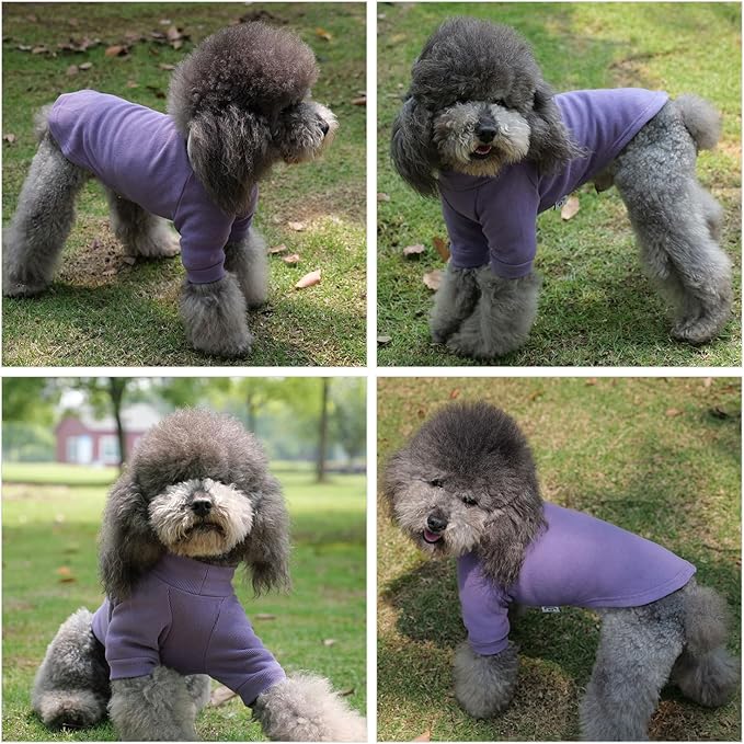 Lovelonglong Ribbed Dog T-Shirt Cotton Knitted Dog Sweaters for All Season Pet T-Shirts for Large Medium Small Dogs Purple L