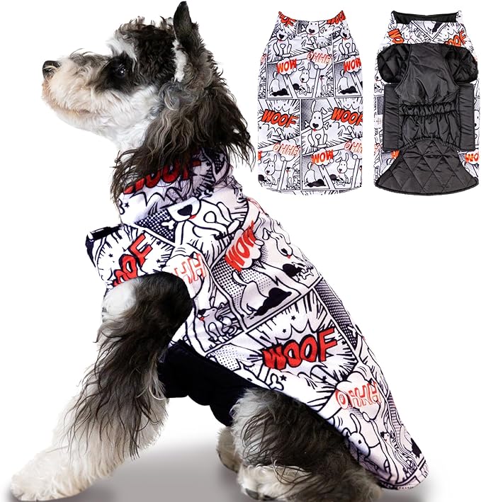 CuteBone Winter Dog Jacket - Reversible, Windproof & Waterproof Soft Coat with Leash Hole for Small to Large Dogs