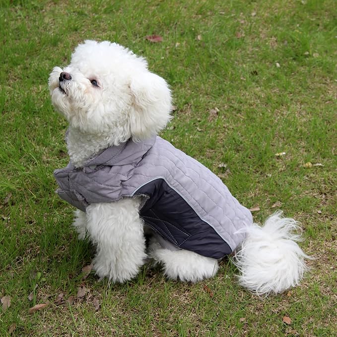 Fleece Dog Hoodie for Large Dogs Super Warm Doggie Jacket for Cold Winter Dog Coats,Grey XL