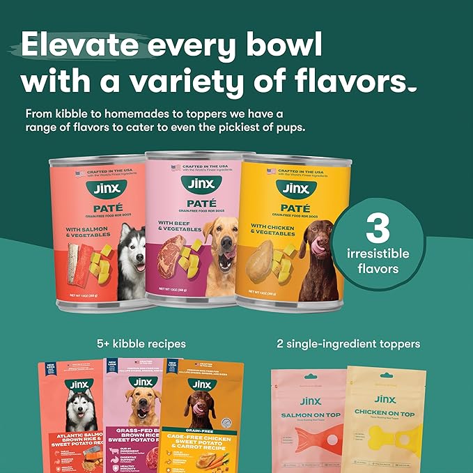 Jinx Premium Wet Dog Food Cans - Chicken & Vegetables Pate - Grain-Free Canned Dog Food Pate & Topper with Real Ingredients & No Fillers - All Life Stages, Breeds & Sizes - 12-Pack, 13 Oz