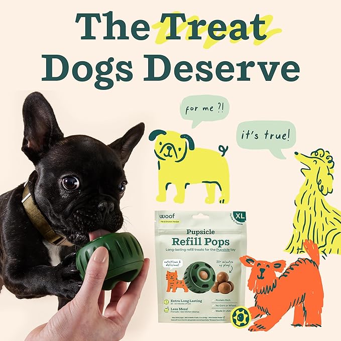 WOOF Pupsicle Refill Pops, Delicious Long Lasting Dog Treats, Pre-Made Pupsicle Refills for Dogs, Wholesome Ingredients, Low-Mess Chicken Pet Treats - XL Pops - 5 Count - 2 Pack