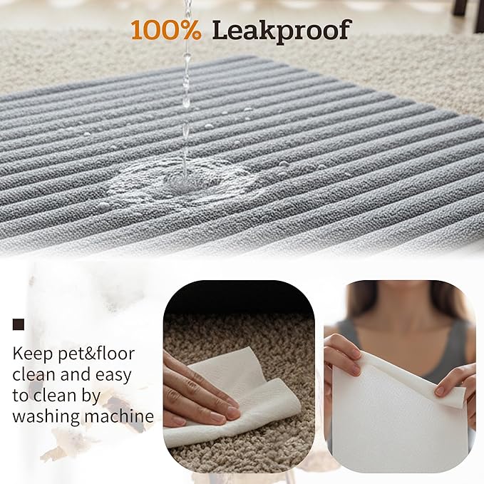 NWK Pack of 4 Fluffy Self Warming Cat Mat, Cat Blanket, Thermal Dog Mat, Washable, Non-Slip Bottom for Sofa & Crate & Kennel & Car Seat (Misty Gray, Large (34'' X 22'' X 0.7''))
