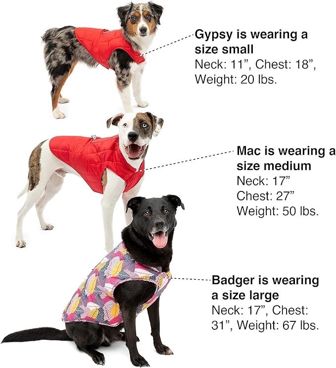 Kurgo Loft Dog Jacket - Reversible Cozy Coat for Outdoor Adventures - Water Resistant - Athletic Fit - Machine Washable Fabric - Reflective Dog Gear - X-Small - Watercolor Stripe
