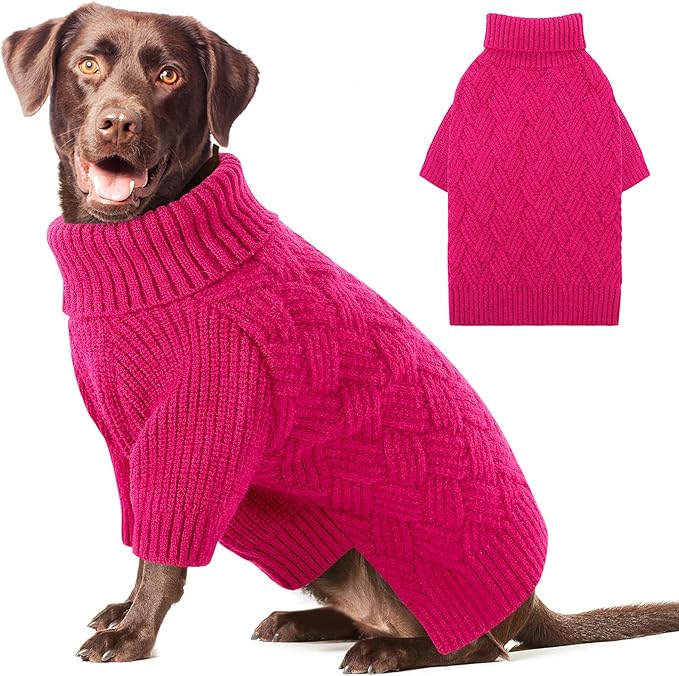 AOFITEE XL Dog Sweater, Dog Sweater Large Size Dogs, Large Dogs Sweaters for Female Male, Turtleneck Thick Warm Knitted Winter Fall Pet Sweatshirt Pullover, Solid Pet Christmas Sweaters, XLarge