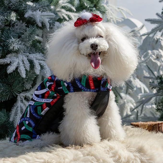 CuteBone Winter Dog Coat Waterproof Windproof Jacket Reversible Vest Thick Adjustable Dog Cold Weather Coat Soft with Leash Hole