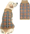 PUPTECK Dog Sweaters for Large Medium Small Dogs - Fall Classic Plaid Style Puppy Holiday Winter Coat Clothes Warm, Cream, XL