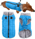 Warm Fleece Dog Coats with Durable Harness Buitl in D-Ring,Waterproof Puppy Jacket for Small Dogs,Dog Vest for Cold Winter,Light Blue S