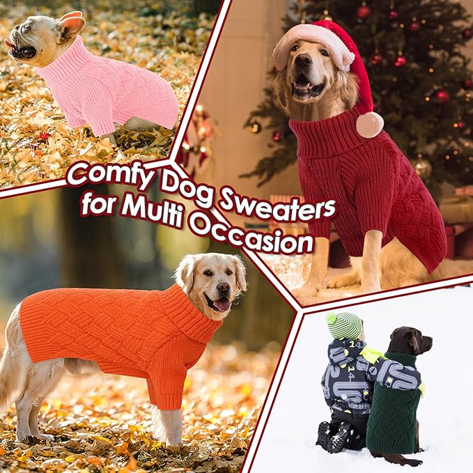 AOFITEE XL Dog Sweater, Dog Sweater Large Size Dogs, Large Dogs Sweaters for Female Male, Turtleneck Thick Warm Knitted Winter Fall Pet Sweatshirt Pullover, Solid Pet Christmas Sweaters (Red, XLarge)