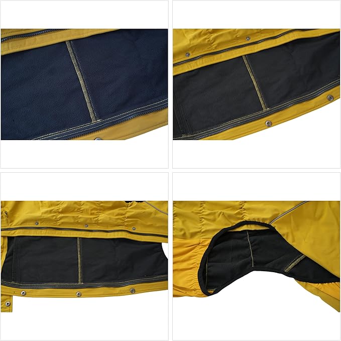 LOVELONGLONG Fleece-Lined Dog Raincoat with Removable Hood – Waterproof Winter Full Body Dog Jacket – Windproof Snowproof Cold-Weather Suit – Yellow-F XS