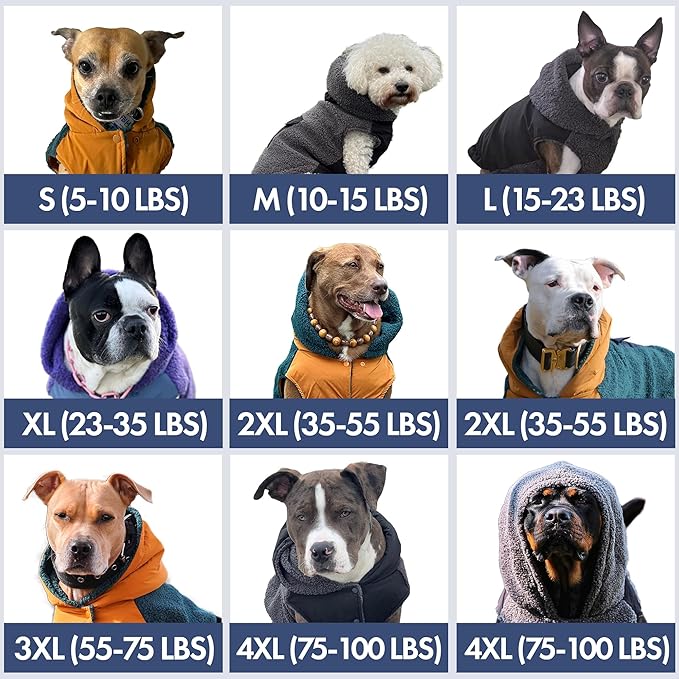 Spark Paws Reversible Dog Sweater, Sherpa Vest with Warm Fleece Lining, Warm Coat for Winter, Suitable for Small Medium, Large, XL XXL Dogs - Purple and Navy Blue - XL