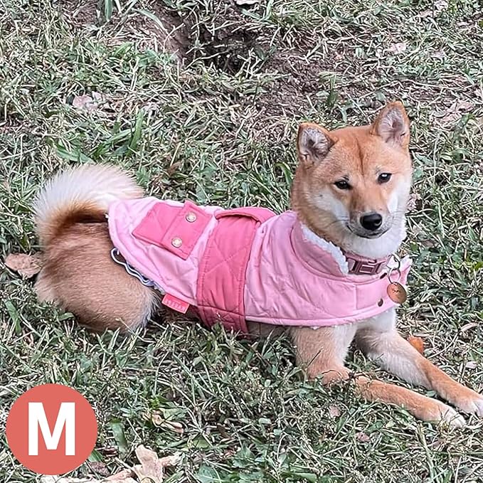 KYEESE Dog Coat Waterproof Dogs Jacket with Fleece Lined Thick Cat Clothes with Pocket Windproof Dog Coats for Small Dogs Warm Pet Winter Puffer Coat with Leash Hole Soft Pet Sweater for Cold Weather