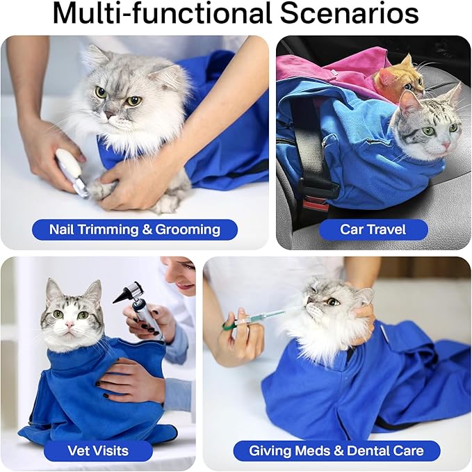 Cat Carrier Pouch, Bonding Care & Stress-Free Calm, Soft Cat Carrier Bag for Adult Cats 10–20 lbs, Restraint Bag for Vet Visits, Grooming & Everyday Care – Klein Blue
