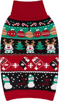cyeollo Dog Christmas Sweater, Turtleneck Warm Sweater for Small Dogs Soft Xmas Clothes with Leash Hole Holiday Clothes for Pet Female & Male, L