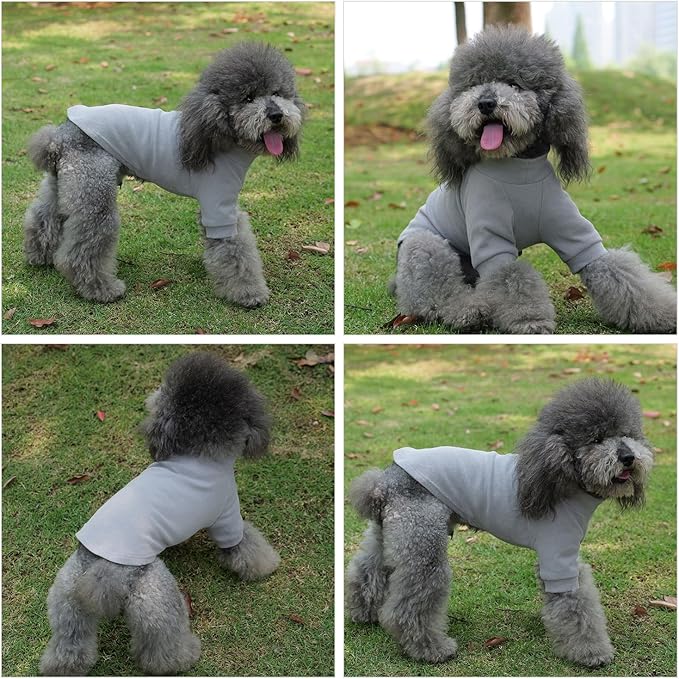 Lovelonglong Ribbed Dog T-Shirt Cotton Knitted Dog Sweaters for All Season Pet T-Shirts for Large Medium Small Dogs Dark Gray M