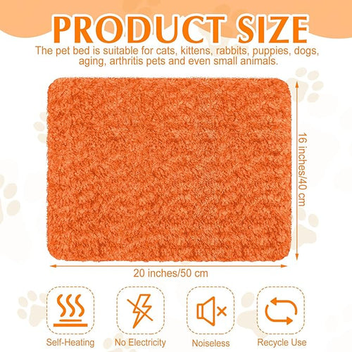 4 Pack Self Warming Cat Pads Self Heating Cat Mat Washable Homeless Dogs Thermal Pads Kennel Pad Reflects Body Heat Warm Crate Bed Mat for Indoor Outdoor Pet(Orange,16 x 20 Inch)