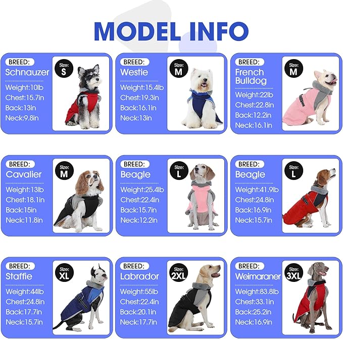 Nanaki Warm Fleece Lined Winter Coat Jacket Vest for Dogs, Waterproof Reflective Dog Snowsuit with Leash Hole, Furry Collar Medium Puppy Coat for Outdoor Walking Hunting, Easy On Pet Snowsuit Blue XL