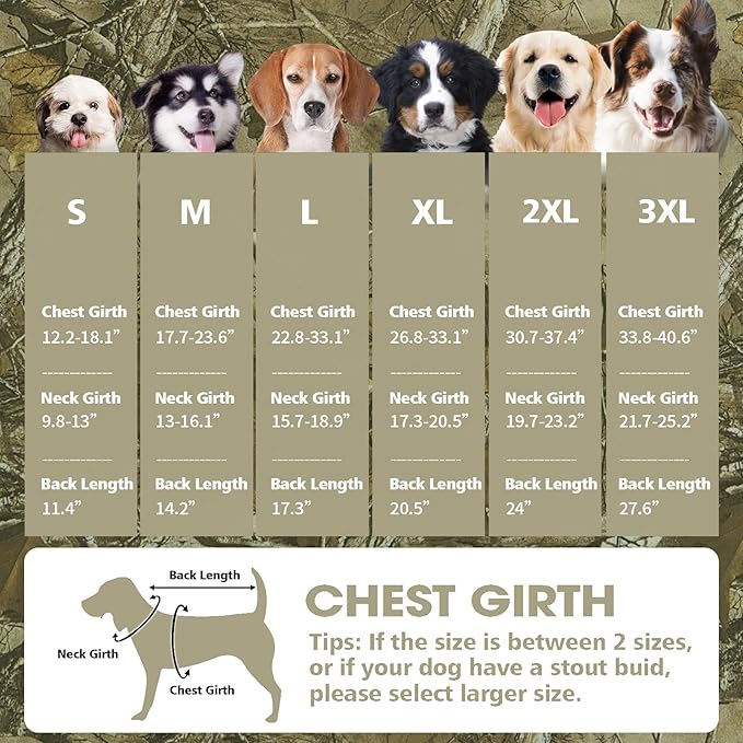 Fragralley Dog Coat Large, Waterproof Dog Jacket with Warm Fleece Lining, Adjustable Reflective Dogs Winter Coat, Turtleneck Pet Coats for Cold Weather (Reed Camouflage L)