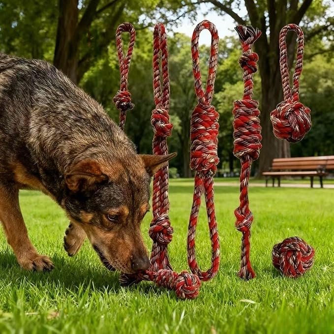 7 Pack Dog Rope Toys for Large Dogs - Colorful Red Blue Yellow Braided Rope Toys, Durable Dog Chew Toys for Aggressive Chewers