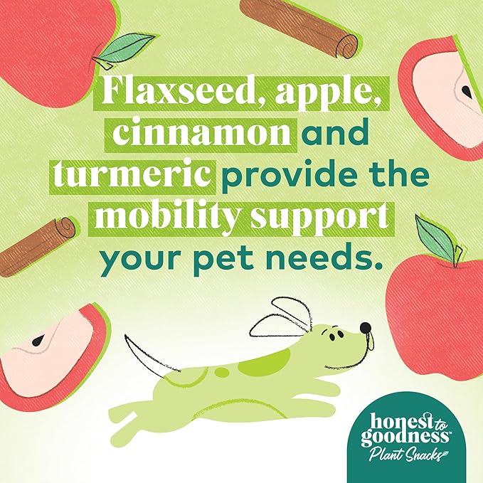 Honest to Goodness Plant Snacks Happy Feet Apple & Cinnamon Recipe Dog Treats, Enriched with Omega 3s & Postbiotics, 8oz