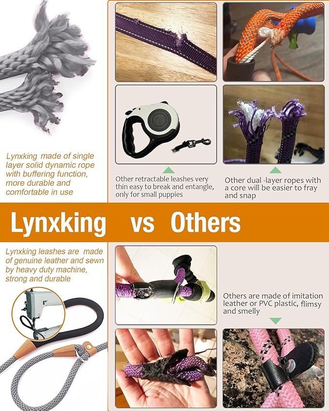 lynxking 5 FT Dog Leash Slip Lead 2 Pack Strong Heavy Duty Braided Dog Training Leash No Pull Training Lead Leashes for Medium Large and Small Dogs