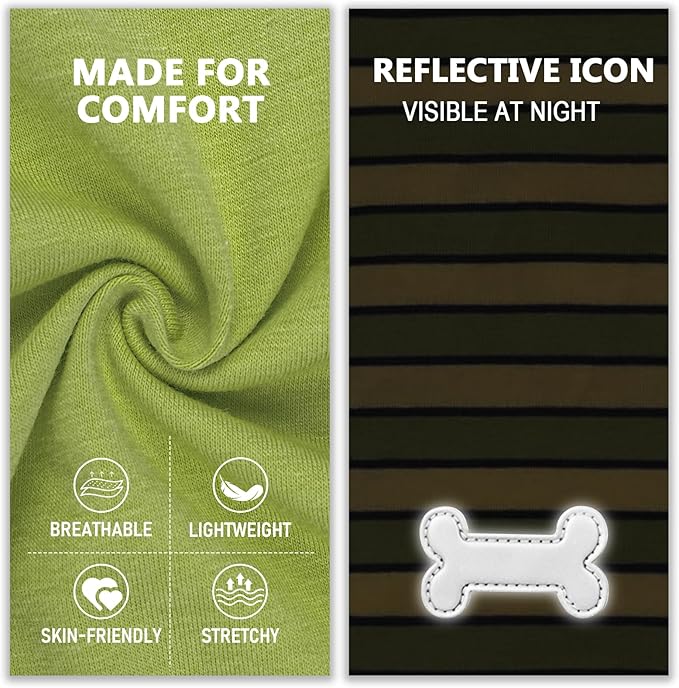 KYEESE 2Pack Dog Shirts Striped T Shirt Cotton Tank Top Soft Tee for Small Dogs Lightweight Clothes Sleeveless Dog Vest, Medium,Green+Striped