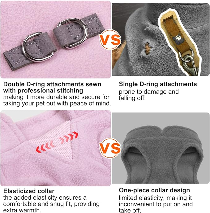 BEAUTYZOO Dog Fleece Vest Sweater Winter Jacket for Small and Medium Dogs with D-Ring Leash Cold Weather Coat Hoodie for XS S M Dogs Boy or Girls