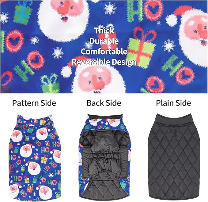 CuteBone Winter Dog Coat - Waterproof Windproof Jacket, Reversible Vest, Thick Adjustable Coats for Small to Large Dogs - Soft Winter Coats with Leash Hole