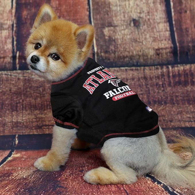 NFL Atlanta Falcons Dog T-shirt Large. - Licensed Shirt for Pets Team Colored with Team Logos- Premium Stretchable Materials for the comfort of your Dog & Cat