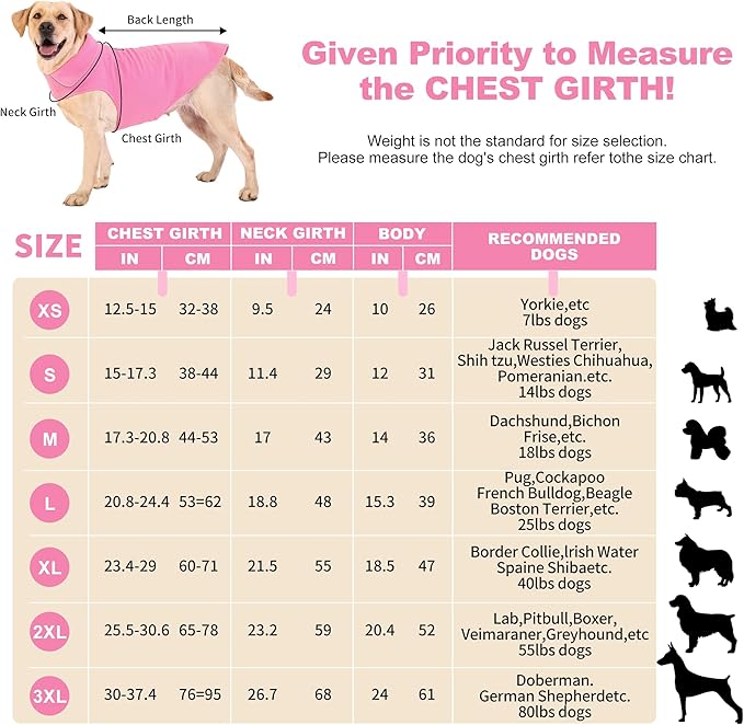 Fleece Dog Coat Winter Pet Jacket Reflective for Cold Weather for Large Medium Small Dogs(Pink,L)