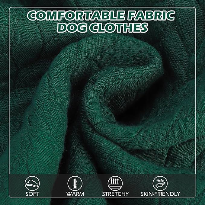 EXPAWLORER Textured Cable Knit Basic Dog Hoodie, Elevated Style Dog Sweater with Leash Hole and Pocket, Soft and Warm Pet Winter Coat, Cold Weather Clothes for Small Medium Large Dogs Cats,Green XXL
