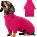 AOFITEE Dog Sweater, Turtleneck Dog Sweaters for Small Dogs Female, Dogs Winter Sweaters Girl Boy, Small Pet Christmas Sweater, Classic Cable Holiday Knitwear for Pug Dachshund (Rose Red, S)