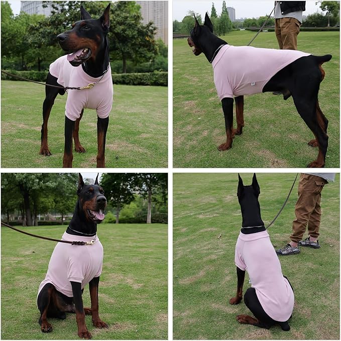 Lovelonglong Ribbed Dog T-Shirt Cotton Knitted Dog Sweaters for All Season Pet T-Shirts for Large Medium Small Dogs Light Pink S