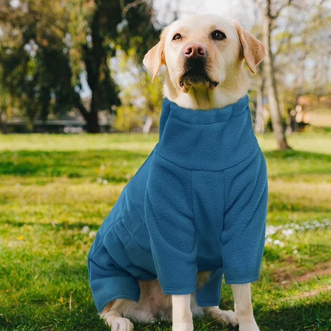 ROZKITCH Dog Fleece Sweater, Pet Windproof Warm Cold Weather Jacket Vest Cozy Jumpsuit Apparel Outfit Clothes for Small Medium Large Dog Walking Sleep 2XS