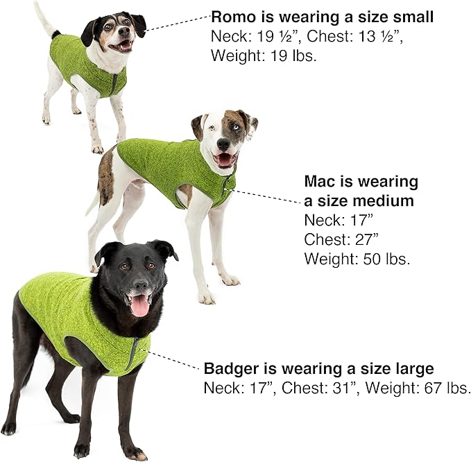 Kurgo Core Dog Sweater with Fleece Lining - Cold Weather Pet Jacket, Zipper Opening, Adjustable Neck - Heather Black, Large