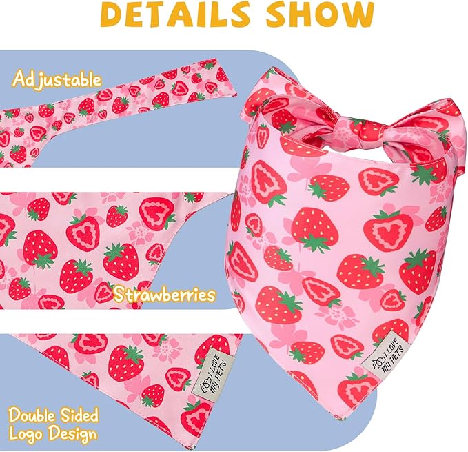 SCENEREAL Summer Dog Bandana, Double Side Dog Scarf for Small Medium Large Dogs Cats Puppy,Holiday Bandanas for Dogs Boys Girls, Premium & Soft Fabric Pet Accessories for Birthday Party Days, (Size S)
