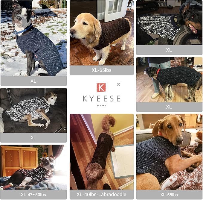 KYEESE Dog Christmas Sweater with Leash Hole Comfy Pullover Sweater Medium Size Male with Reflective Yarn Warm Pet Coats Stretchy Cozy Lightweight Thick Knitwear Dog Clothes,Red, X-Large