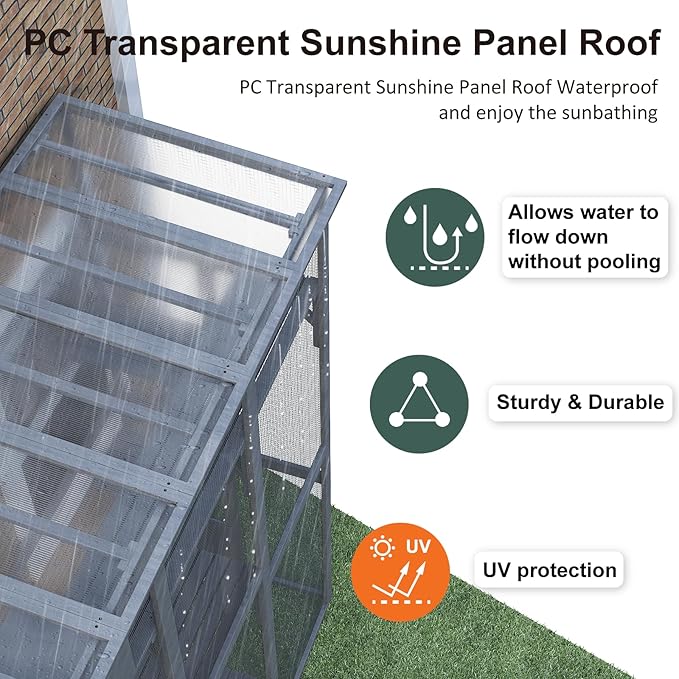 Cat Catio - Extra Large Window Catio Enclosure for Indoor/Outdoor Cats with Multi-Level Platforms, Weatherproof Roof - Spacious Cat Cage Playhouse for Multiple Pets (74.8"x33.5"x100")