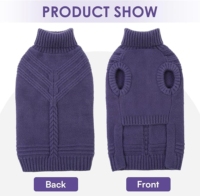 Dog Sweaters for Medium Dogs Male Female Pet Knitwear Classic Puppy Warm Pullover Turtleneck Cold Weather Clothes for Schnauzer(GrayishBlue, M)