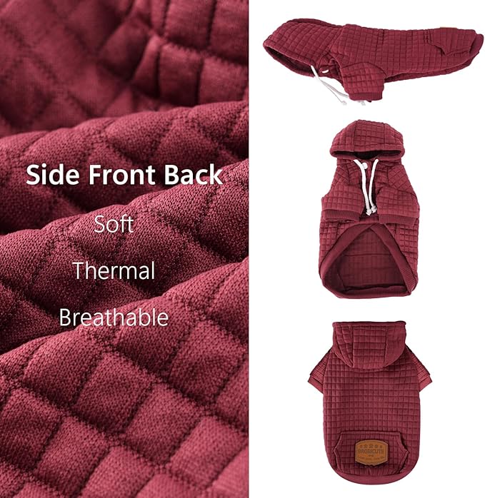 2 Pack Dog Hoodie Sweaters for Small Medium Dogs Warm Dog Clothes for Large Dogs Soft Waffle-Like Laminated Sweatshirt Bulldog (Dark Green+Wine Red, XXL (Back: 26",Chest: 34.5", Neck: 25"))