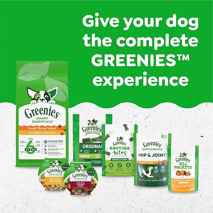 Greenies Teenie Natural Dog Dental Treats, Sweet Potato Flavor, 12 oz. Pouch (43 Treats)